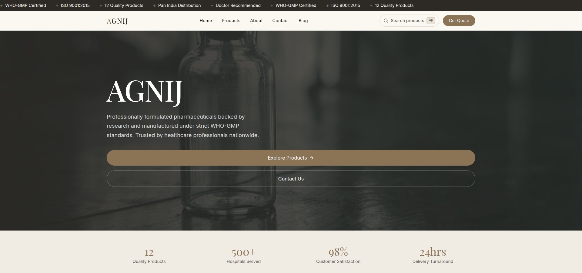 AGNIJ Pharmaceuticals — hero section
