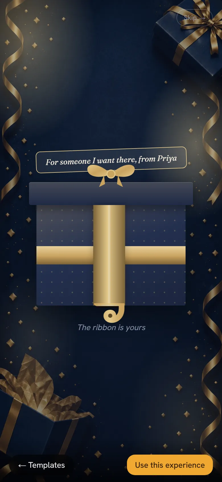 The Unwrap birthday experience: pull the ribbon
