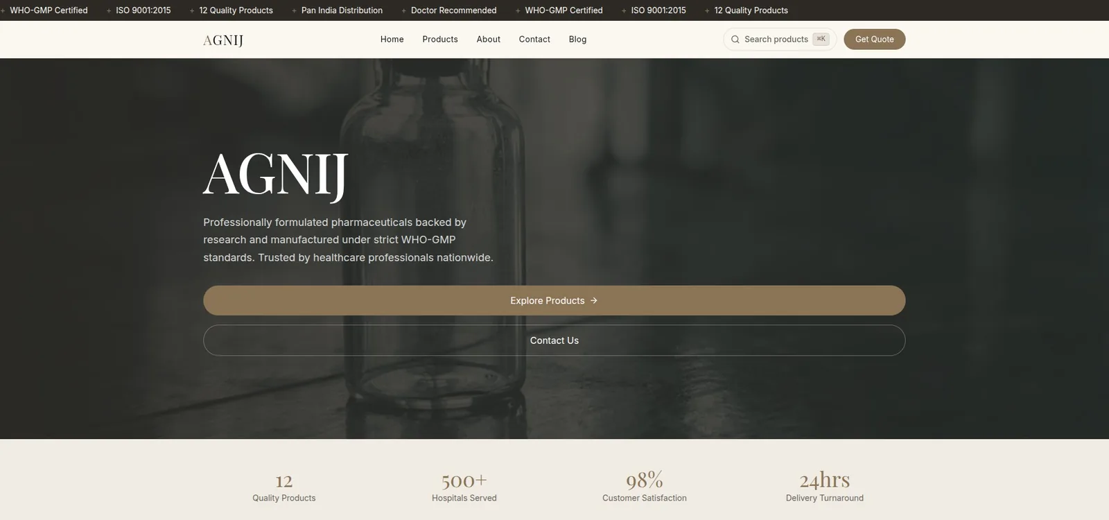 AGNIJ Pharmaceuticals — hero section