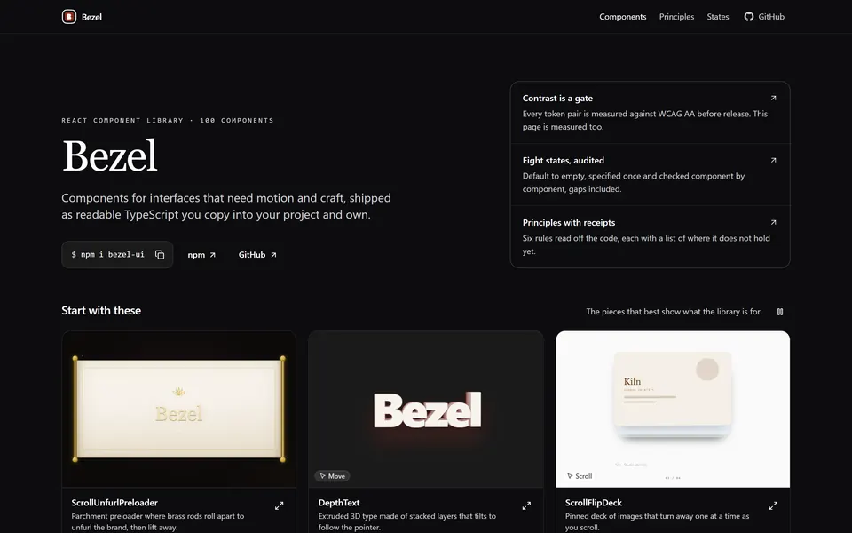 Bezel home with three live components