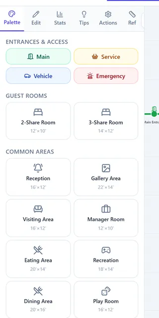 Floor Planner: the room palette