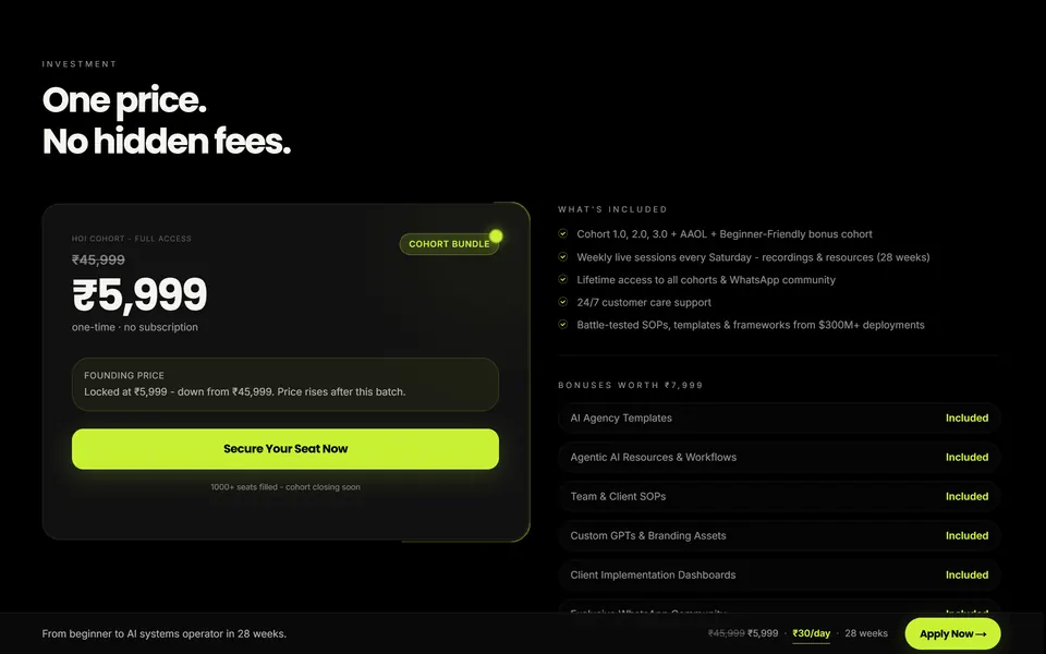 Haus of Intelligence: one price, no hidden fees