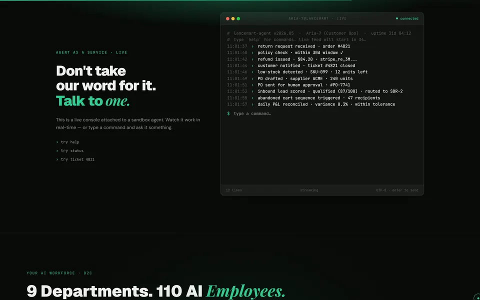 LanceMart: a live agent console