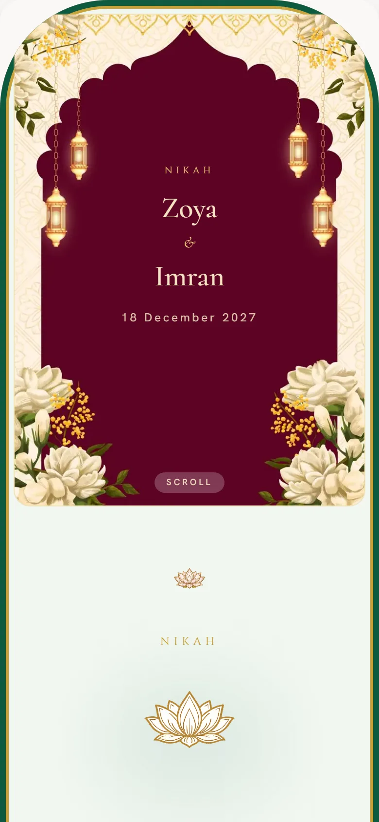 Paigam: the Hilal invitation open on a phone