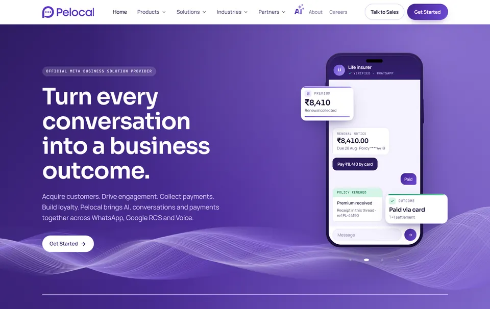 Pelocal home: a payment collected inside a chat