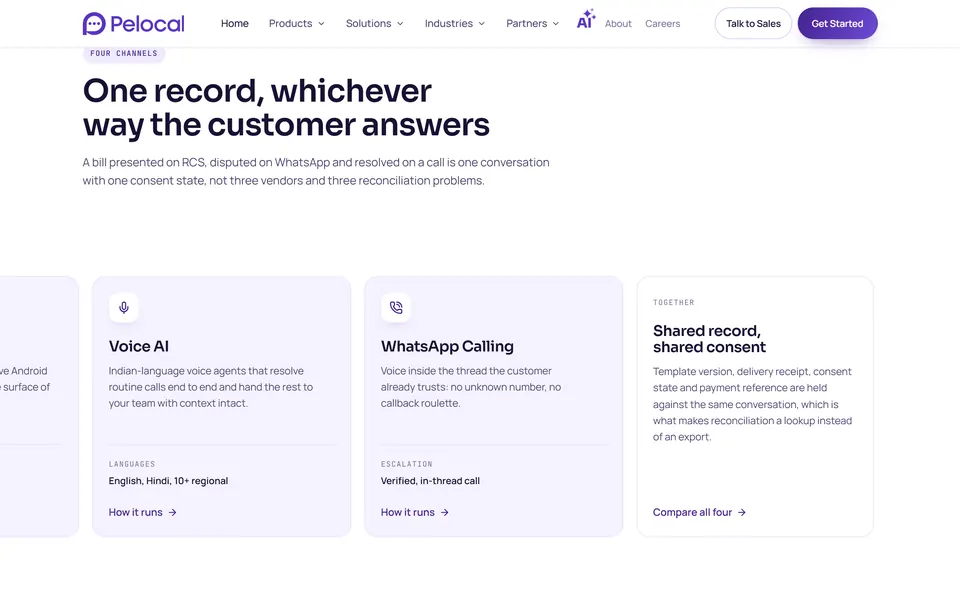 Pelocal: one record across WhatsApp, RCS and voice