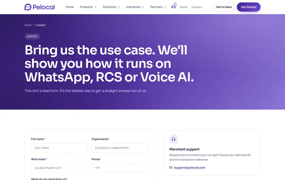 Pelocal contact page
